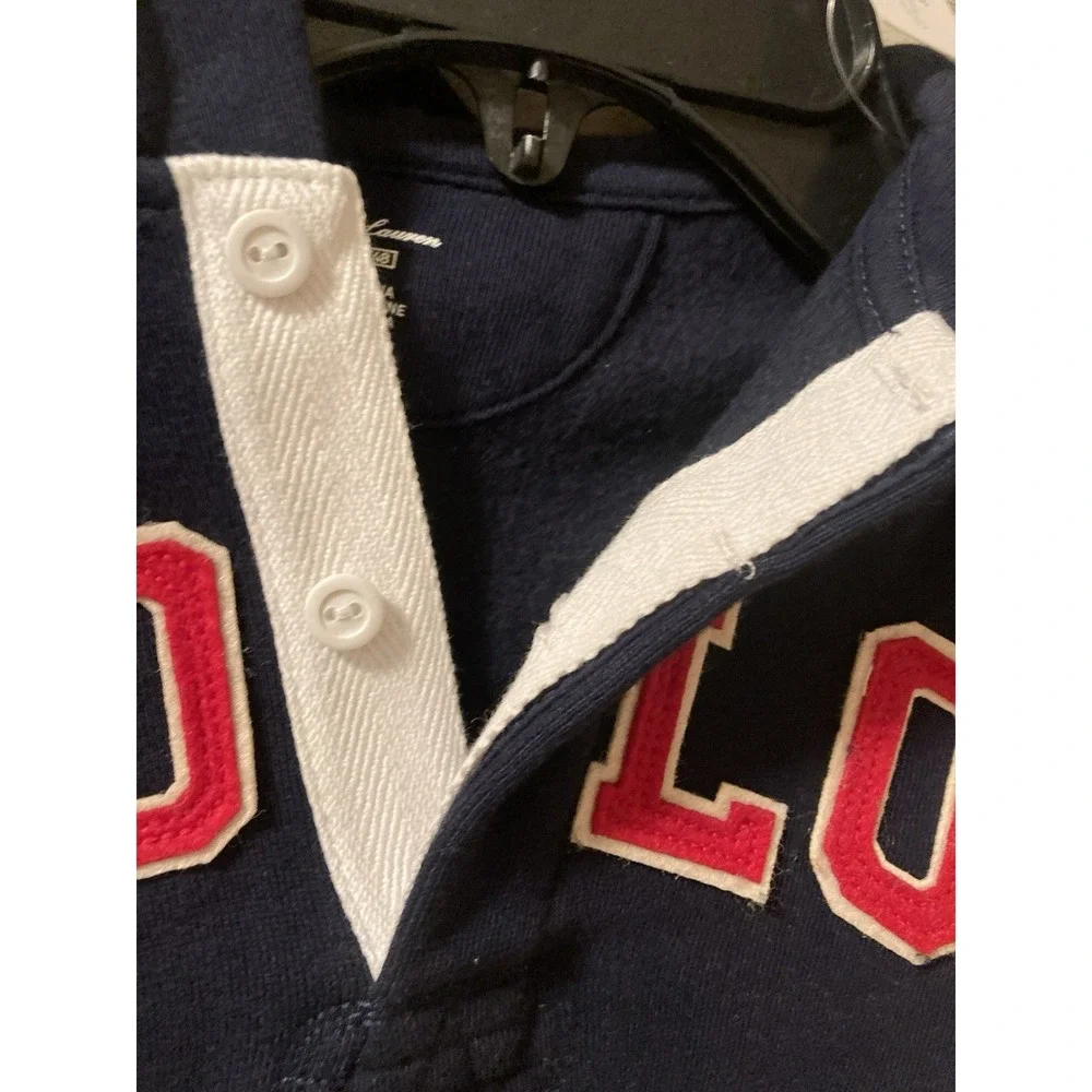Ralph Lauren Navy Blue Polo One Piece Romper‎ Jumpsuit Baby 9m Hoodie NWT